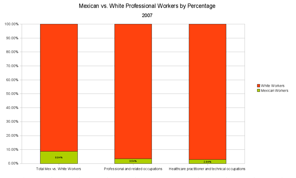 Mexican vs White Professional Workers by Percentage 2007